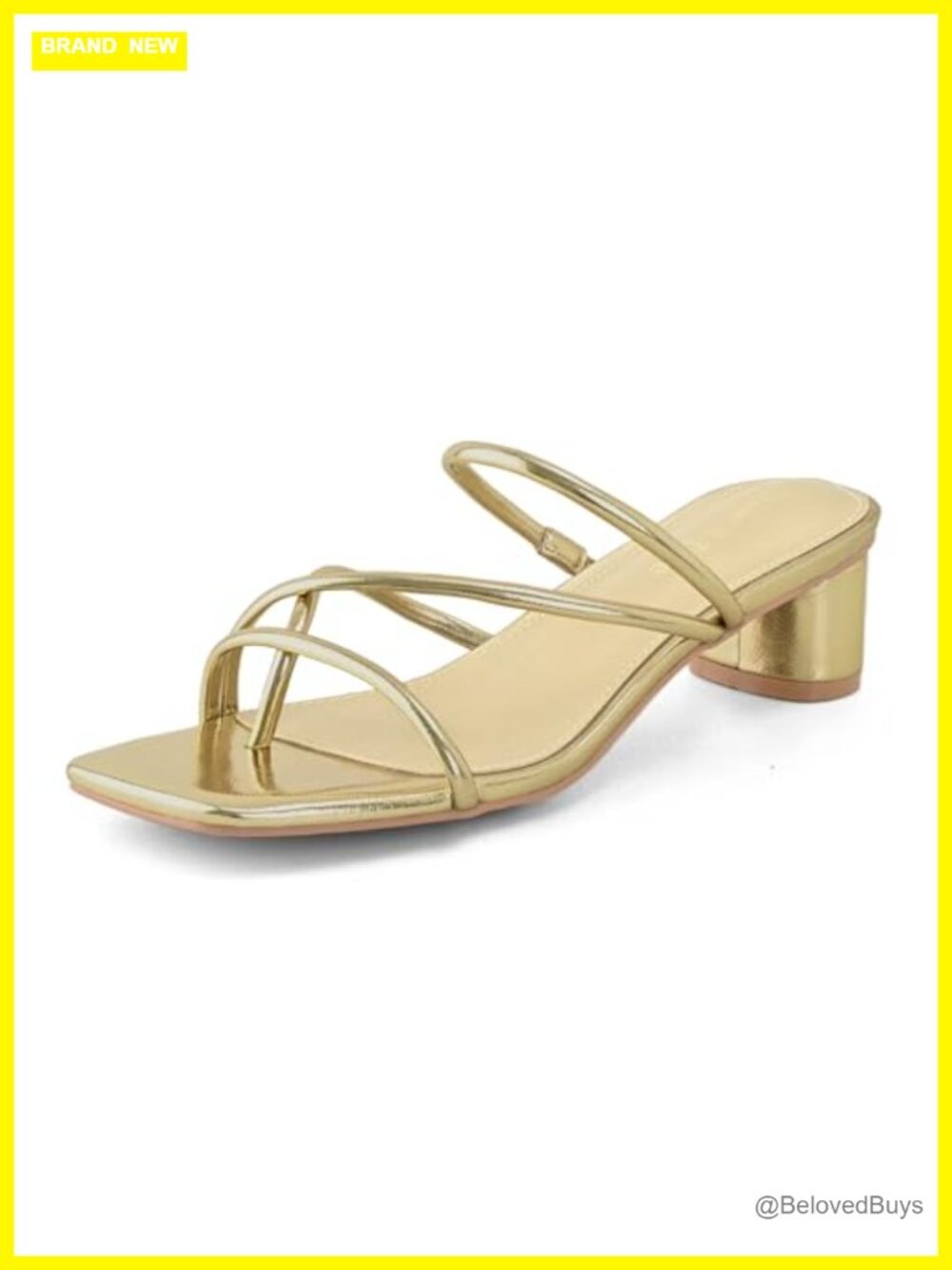 Strappy Chunky Thong Mule Square Toe Kitten Heel Slip On Sandals